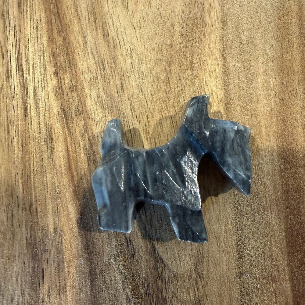 Vintage Miniature Scottish Terrier Scottie Carved Marble Stone Trinket Figurine